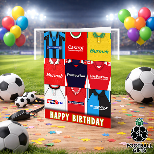 Swindon Town Happy Birthday Greeting Card Retro Shirt Montage Classic Kits