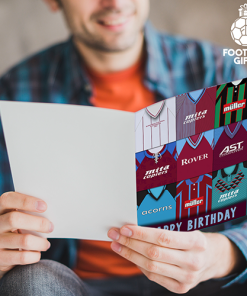 Alternative view of Aston Villa Happy Birthday Greeting Card Retro Shirt Montage Classic Kits