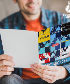 Alternative view of Wycombe Wanderers Happy Birthday Greeting Card Retro Shirt Montage Classic Kits