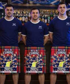 Scotland World Cup 2026 We'll be Coming Novelty Kilt Red Tartan Design 3 With Fixtures