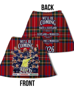 Alternative view of Scotland World Cup 2026 We'll be Coming Novelty Kilt Red Tartan Design 3 With Fixtures