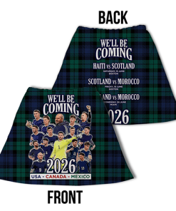 Alternative view of Scotland World Cup 2026 We'll be Coming Novelty Kilt Green Tartan Design 4 With Fixtures