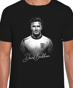David Beckham Black T-Shirt B&W World Cup Legends T-Shirt