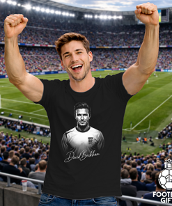 Alternative view of David Beckham Black T-Shirt B&W World Cup Legends T-Shirt