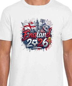 England Patch White T-Shirt Tee World Cup 2026 England White T-Shirt