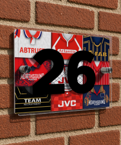 Aberdeen Personalised Retro Kit Montage House Number Plaque