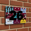 Hearts Personalised Retro Kit Montage House Number Plaque