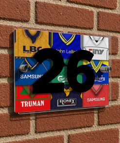 Wimbledon Personalised Retro Kit Montage House Number Plaque