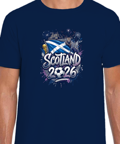 Scotland Patch Navy T-Shirt Tee World Cup 2026 Scotland Navy T-Shirt
