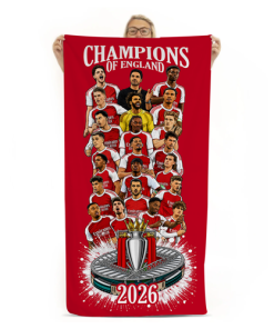 Alternative view of Arsenal Champions Of England 2026 Beach Towel
