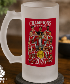 Arsenal Champions Of England 2026 Frosted Beer Glass