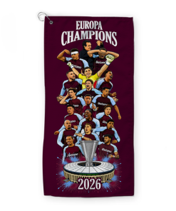 Alternative view of Aston Villa Europa League Champions 2026 Golf Towel