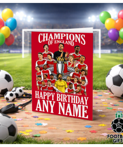 Arsenal Champions 2026 Happy Birthday Personalised Greeting Card