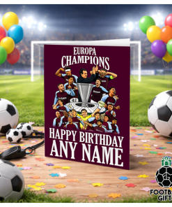 Aston Villa Europa League Champions 2026 Personalised Greeting Card
