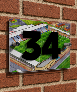 Morecambe Personalised Around The Grounds Mazuma Mobile Stadium House Number Plaque