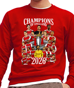 Arsenal Champions Of England 2026 Red Jumper Top