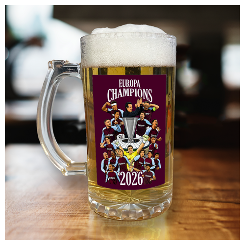 Aston Villa Europa League Champions 2026 Beer Glass