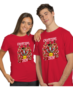 Alternative view of Arsenal Champions Of England 2026 Red T-Shirt + FREE KEYRING