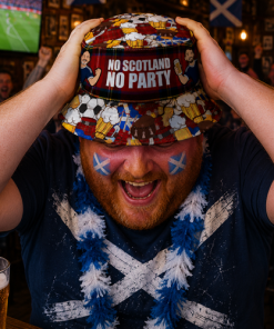 Alternative view of No Scotland No Party Red Tartan Bucket Hat World Cup 2026