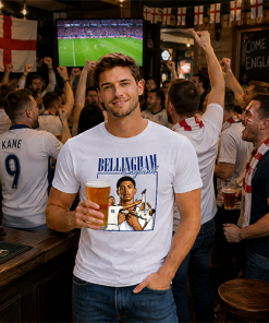 Alternative view of Jude Bellingham White T-Shirt 80s Style World Cup England 2026 Tee