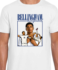 Jude Bellingham White T-Shirt 80s Style World Cup England 2026 Tee