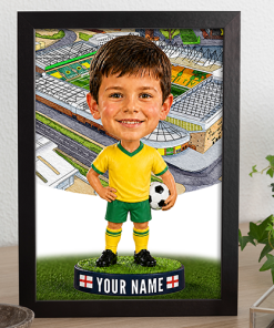 Norwich City Make Me A Bobble Head Personalised Stadium Print Framed Print