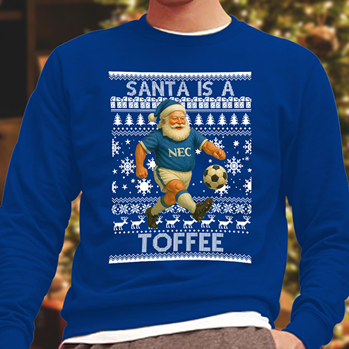 Santa Is A Toffee Christmas Jumper Blue Everton Jumper