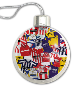 Cheltenham Town Jumbo Christmas Bauble Retro Kit Mash Christmas Tree Decoration - Image 3
