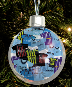 Man City Jumbo Christmas Bauble Retro Kit Mash Christmas Tree Decoration