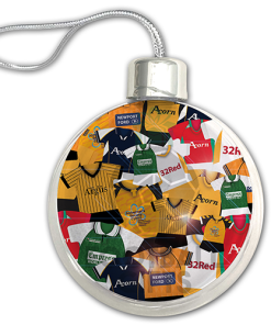 Newport County Jumbo Christmas Bauble Retro Kit Mash Christmas Tree Decoration - Image 3