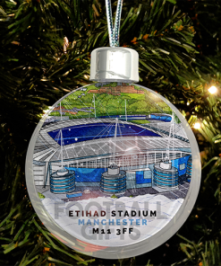Man City Around The Grounds Stadium Jumbo Christmas Bauble Tree Decoration
