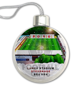 Stevenage Around The Grounds Stadium Jumbo Christmas Bauble Tree Decoration - Image 3