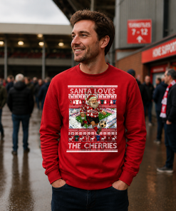 Santa Loves The Cherries Bournemouth Red Christmas Jumper - Image 3