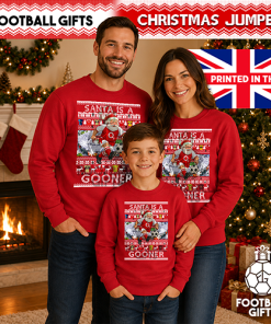 Santa Is A Gooner Arsenal Red Christmas Jumper - Image 4