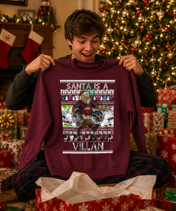 Santa Is A Villan Burgundy Aston Villa Christmas Jumper - Image 2