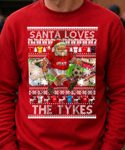 Santa Loves The Tykes Red Barnsley Christmas Jumper