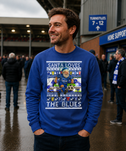 Santa Loves The Blues Birmingham City Blue Christmas Jumper - Image 3