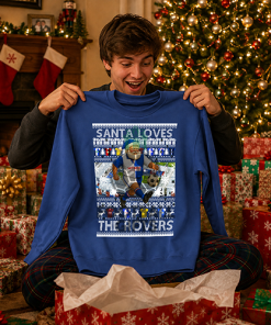 Santa Loves The Rovers Blue Blackburn Christmas Jumper - Image 2