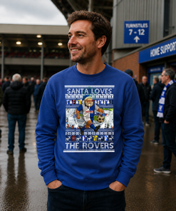 Santa Loves The Rovers Blue Blackburn Christmas Jumper - Image 3