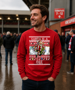 Santa Is A Bee Brentford Red Christmas Jumper - Image 3