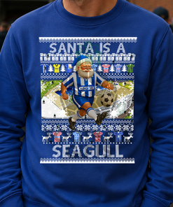 Santa Is A Seagull Brighton Blue Christmas Jumper