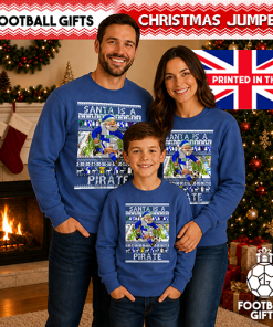 Santa Is A Pirate Bristol Rovers Blue Christmas Jumper - Image 3