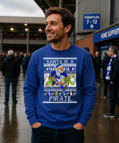 Santa Is A Pirate Bristol Rovers Blue Christmas Jumper - Image 2