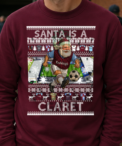 Santa Is A Claret Burnley Burgundy Christmas Jumper
