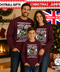 Santa Is A Claret Burnley Burgundy Christmas Jumper - Image 4