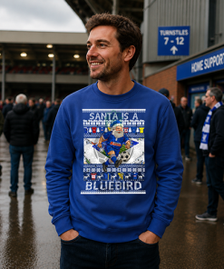 Santa Is A Bluebird Cardiff City Blue Christmas Jumper - Image 3