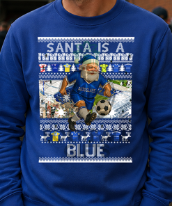 Santa Is A Blue Chelsea Blue Christmas Jumper