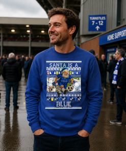 Santa Is A Blue Chelsea Blue Christmas Jumper - Image 2