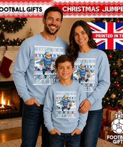 Santa Is A Sky Blue Coventry City Sky Blue Christmas Jumper - Image 4