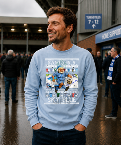 Santa Is A Sky Blue Coventry City Sky Blue Christmas Jumper - Image 3